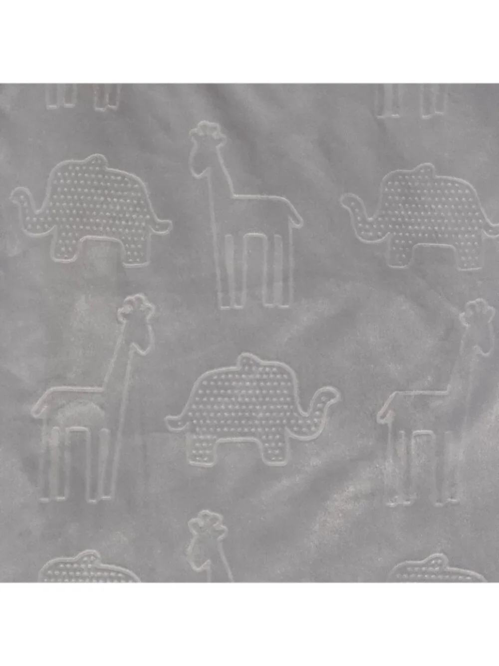 RN 119741 Solid Gray Baby Blanket Fleece Embossed Animal Safari Elephant Giraffe